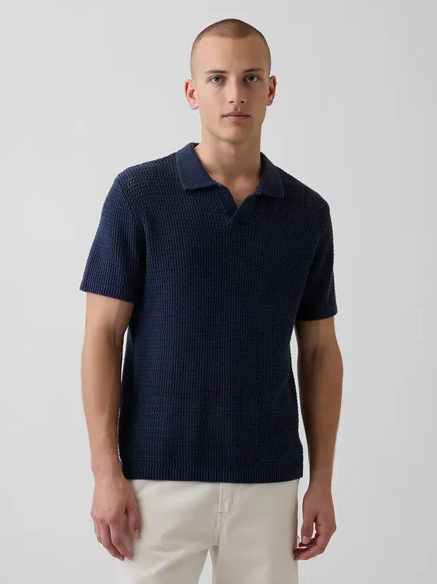 Πουλόβερ πόλο από πλέξη με δίχτυ