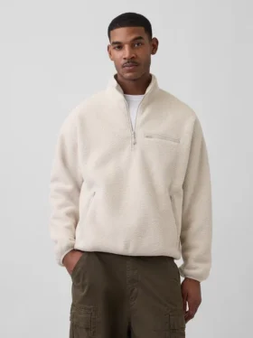 Πουλόβερ Sherpa Oversized με μισό φερμουάρ