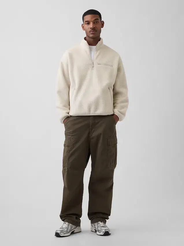 Πουλόβερ Sherpa Oversized με μισό φερμουάρ