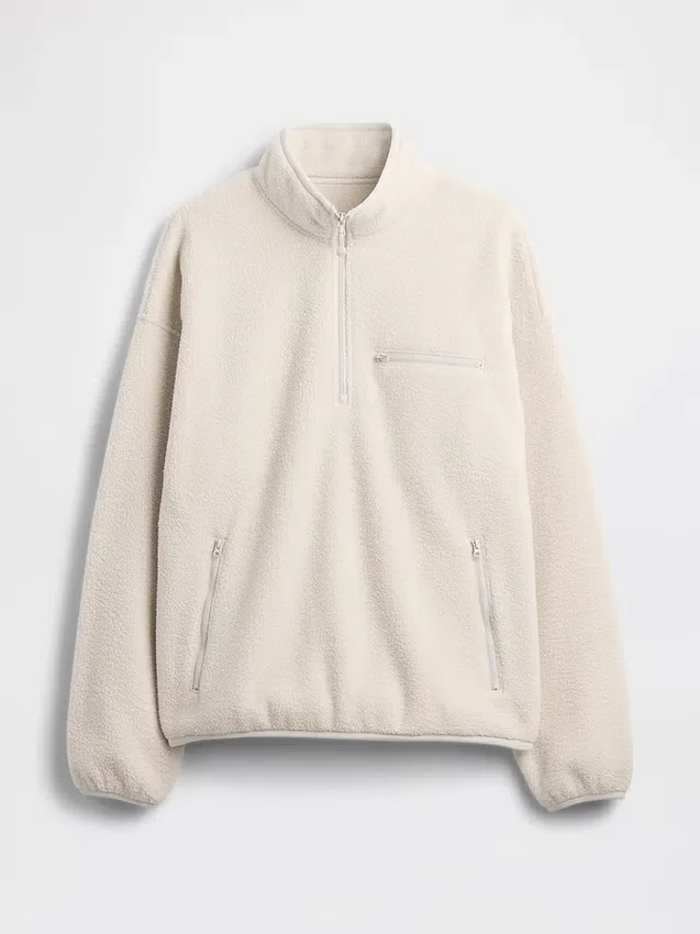 Πουλόβερ Sherpa Oversized με μισό φερμουάρ