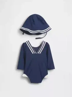Σετ κολύμβησης για μωρά με μπλούζα τύπου «Rash Guard» σε στυλ ναυτικού