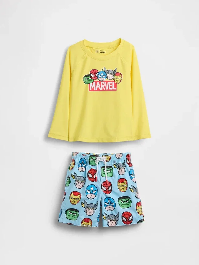 Σετ μαγιό με rash guard για βρέφη & νήπια με θέμα Marvel