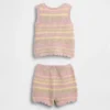 Σετ ρούχων για μωρά με πλεκτό γιλέκο με ρίγες