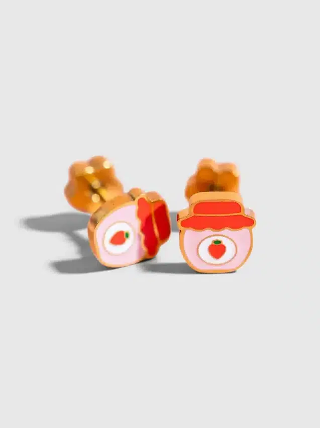 Σκουλαρίκια με βιδωτό κούμπωμα «Strawberry Jam» της Pierced Co