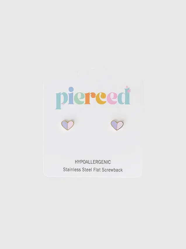 Σκουλαρίκια Pierced Co Heart Duo με βιδωτό κούμπωμα