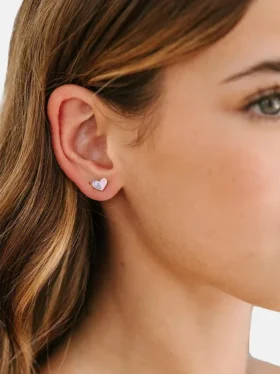 Σκουλαρίκια Pierced Co Heart Duo με βιδωτό κούμπωμα