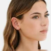 Σκουλαρίκια Pierced Co με μικρή ροδακινί καρδούλα και βιδωτό κούμπωμα