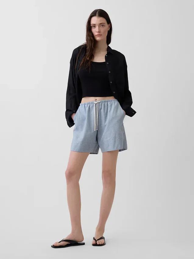 Σορτς 6" από μείγμα λινού, άνετης εφαρμογής