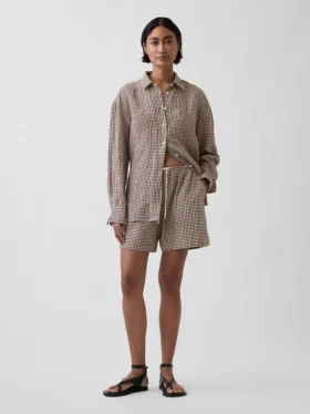 Σορτς 6" από μείγμα λινού, άνετης εφαρμογής