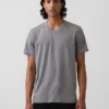 Τ-shirt από βαμβακερό τζέρσεϊ με V-neck