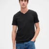 Τ-shirt από βαμβακερό τζέρσεϊ με V-neck