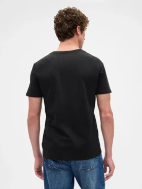 Τ-shirt από βαμβακερό τζέρσεϊ με V-neck