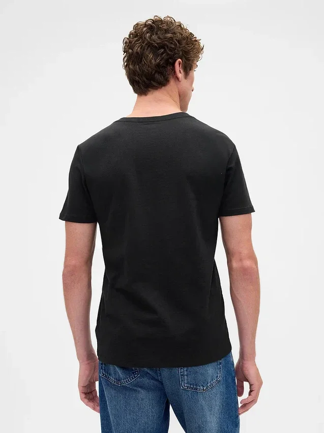 Τ-shirt από βαμβακερό τζέρσεϊ με V-neck