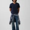 Τ-shirt από βαμβακερό τζέρσεϊ με V-neck