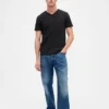Τ-shirt από βαμβακερό τζέρσεϊ με V-neck