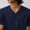 Τ-shirt από βαμβακερό τζέρσεϊ με V-neck