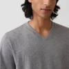 Τ-shirt από βαμβακερό τζέρσεϊ με V-neck