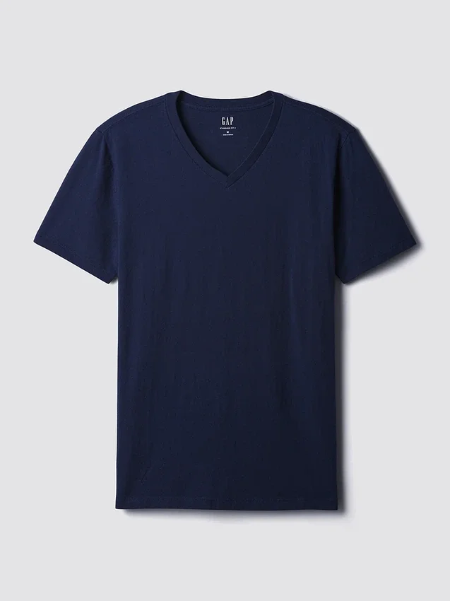 Τ-shirt από βαμβακερό τζέρσεϊ με V-neck