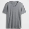 Τ-shirt από βαμβακερό τζέρσεϊ με V-neck