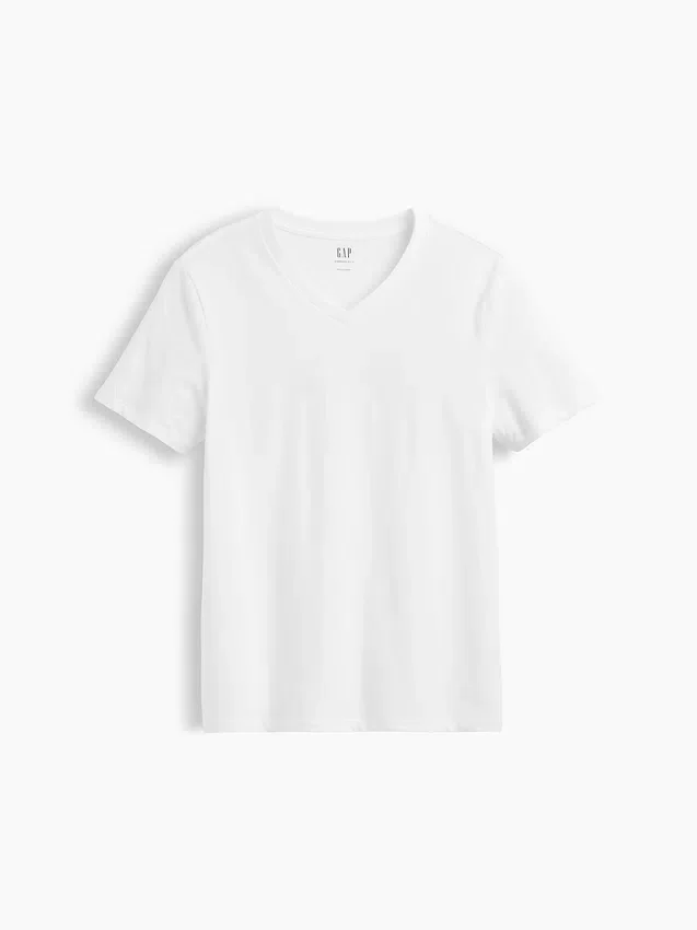 Τ-shirt από βαμβακερό τζέρσεϊ με V-neck