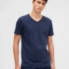 Τ-shirt από βαμβακερό τζέρσεϊ με V-neck