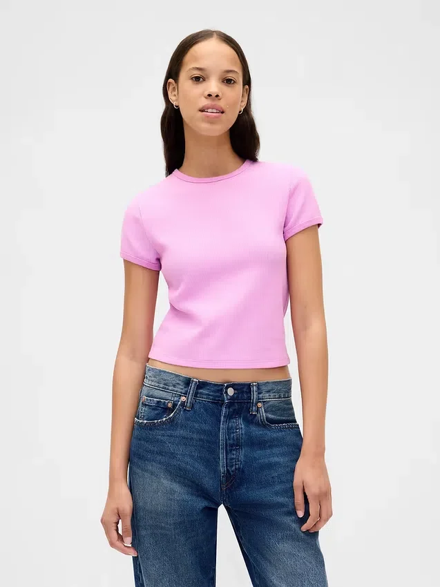 T-shirt για μωρά με πλέξη «waffle»