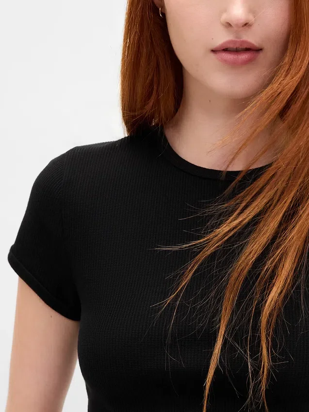 T-shirt για μωρά με πλέξη «waffle»