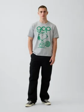 T-shirt με χαλαρή γραφική εκτύπωση και λογότυπο Snoopy