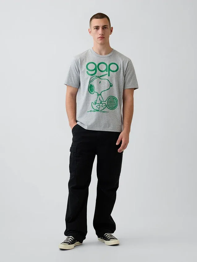 T-shirt με χαλαρή γραφική εκτύπωση και λογότυπο Snoopy