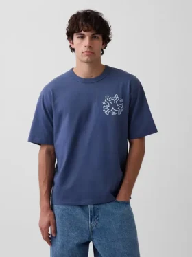 Τ-shirt με γραφικά Keith Haring σε oversized γραμμή