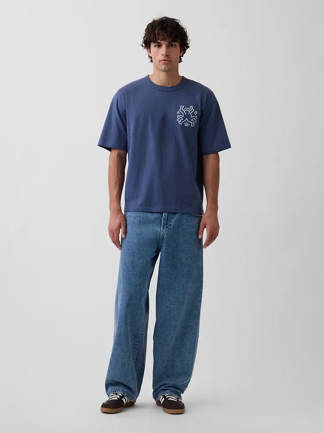 Τ-shirt με γραφικά Keith Haring σε oversized γραμμή