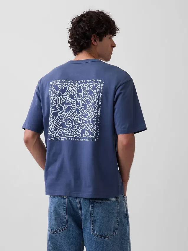 Τ-shirt με γραφικά Keith Haring σε oversized γραμμή