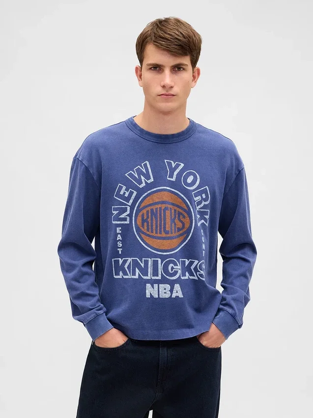T-shirt με γραφικά Nba New York Knicks σε κοντό μήκος