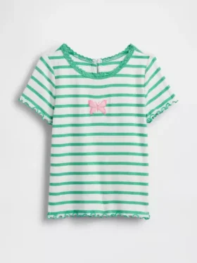 Τ-shirt με κεντήματα και ραβδωτό ύφασμα για βρέφη & νήπια