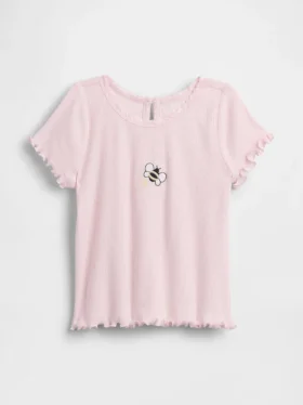 Τ-shirt με κεντήματα και ραβδωτό ύφασμα για βρέφη & νήπια