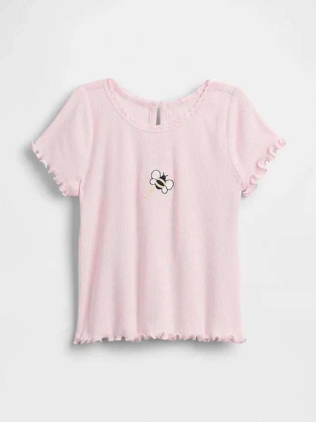 Τ-shirt με κεντήματα και ραβδωτό ύφασμα για βρέφη & νήπια