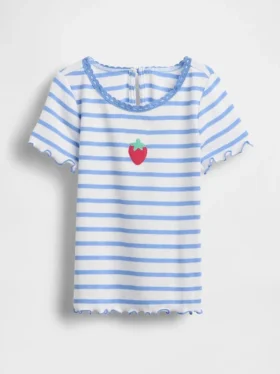 Τ-shirt με κεντήματα και ραβδωτό ύφασμα για βρέφη & νήπια