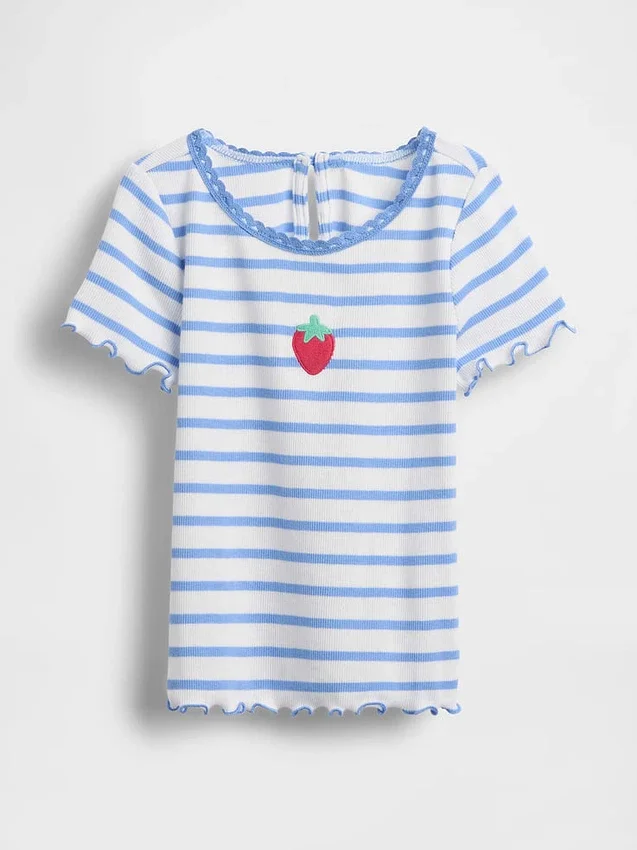Τ-shirt με κεντήματα και ραβδωτό ύφασμα για βρέφη & νήπια