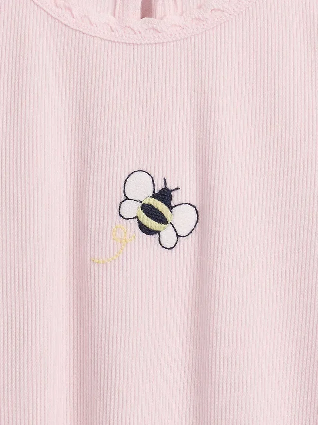 Τ-shirt με κεντήματα και ραβδωτό ύφασμα για βρέφη & νήπια