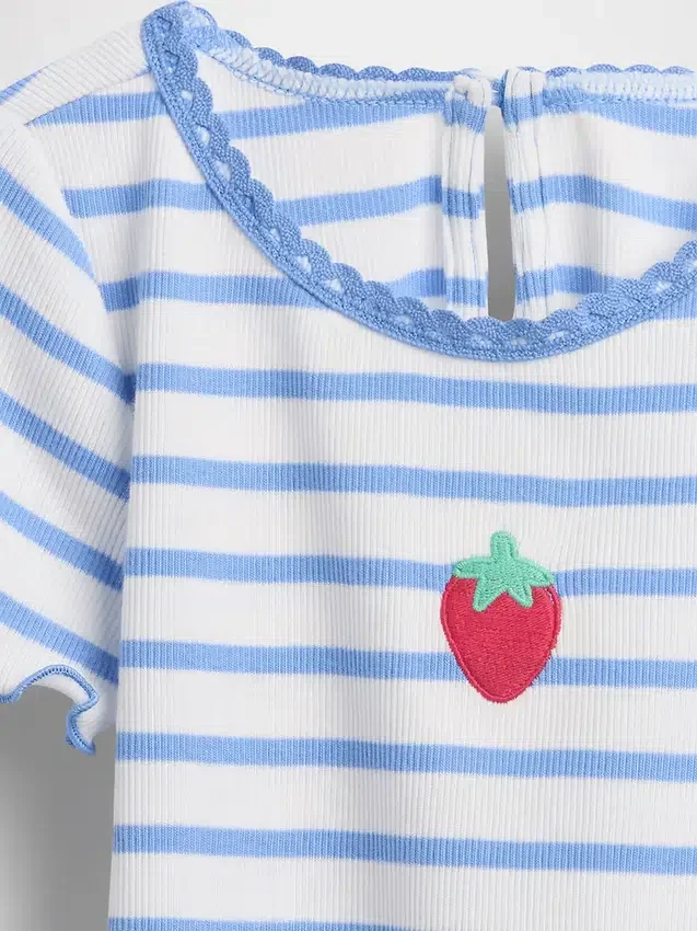 Τ-shirt με κεντήματα και ραβδωτό ύφασμα για βρέφη & νήπια