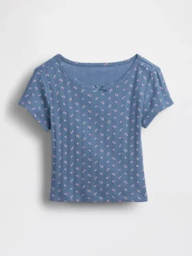 T-shirt με πλεκτό ύφασμα Pointelle για βρέφη & νήπια