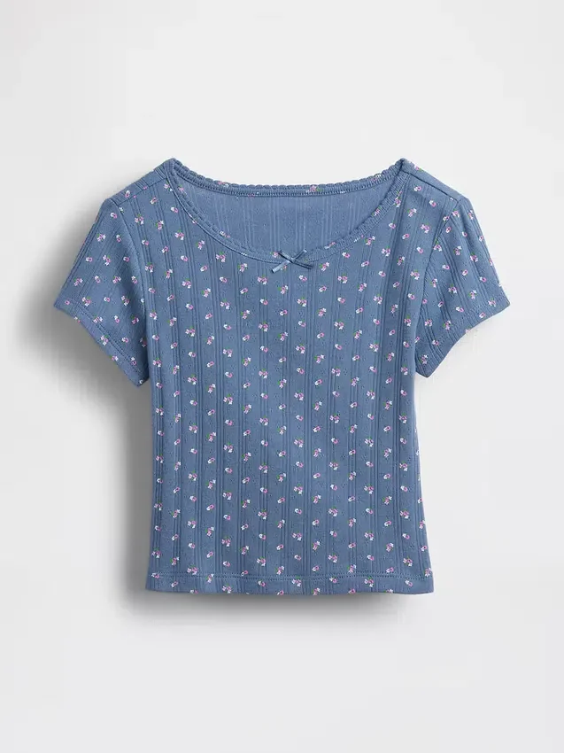 T-shirt με πλεκτό ύφασμα Pointelle για βρέφη & νήπια
