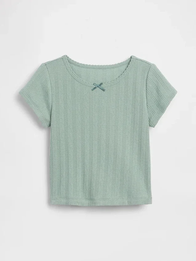 T-shirt με πλεκτό ύφασμα Pointelle για βρέφη & νήπια