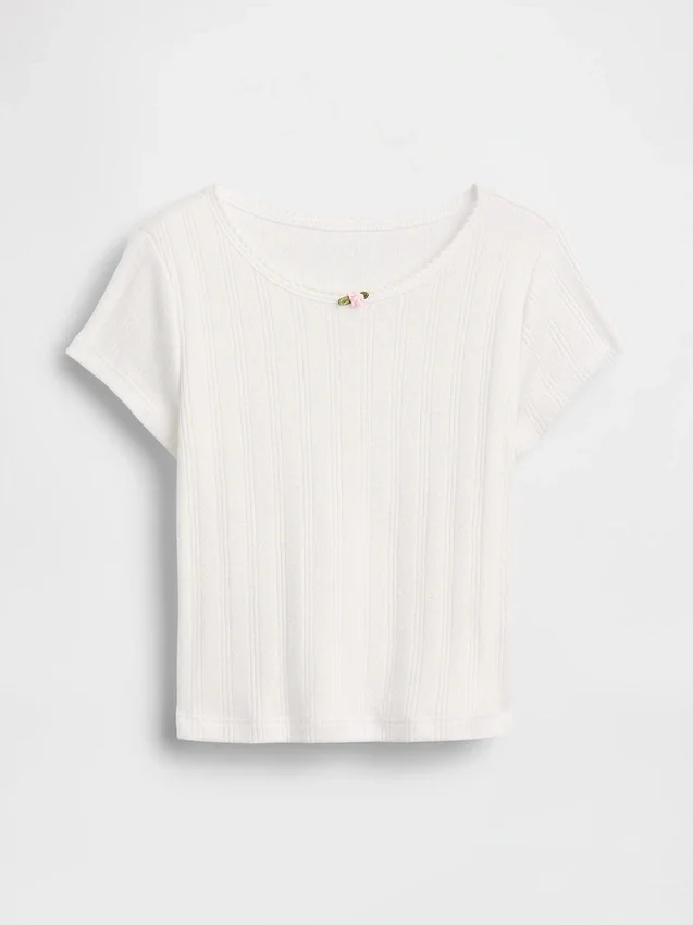T-shirt με πλεκτό ύφασμα Pointelle για βρέφη & νήπια