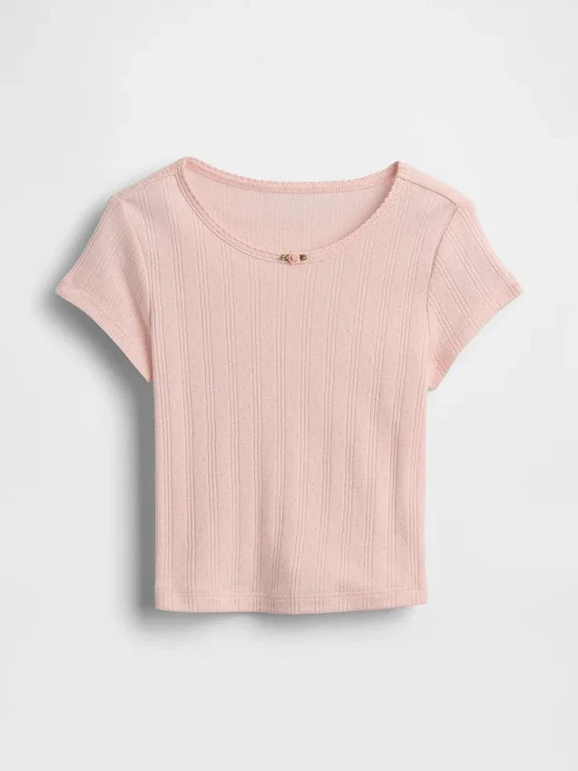 T-shirt με πλεκτό ύφασμα Pointelle για βρέφη & νήπια
