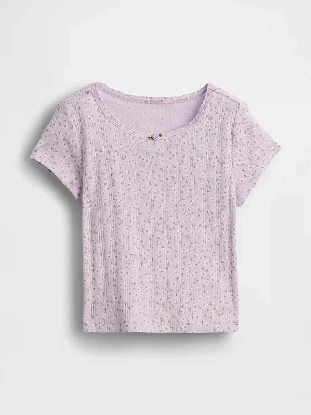 T-shirt με πλεκτό ύφασμα Pointelle για βρέφη & νήπια