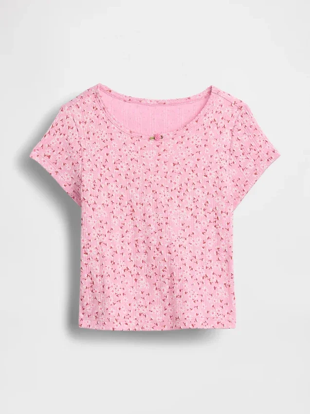 T-shirt με πλεκτό ύφασμα Pointelle για βρέφη & νήπια