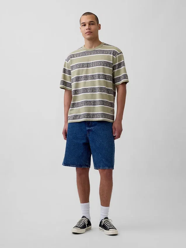 T-shirt με ρίγες Keith Haring σε oversized γραμμή