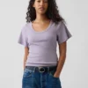 T-shirt με στρογγυλό λαιμό και ραβδώσεις
