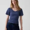 T-shirt με στρογγυλό λαιμό και ραβδώσεις
